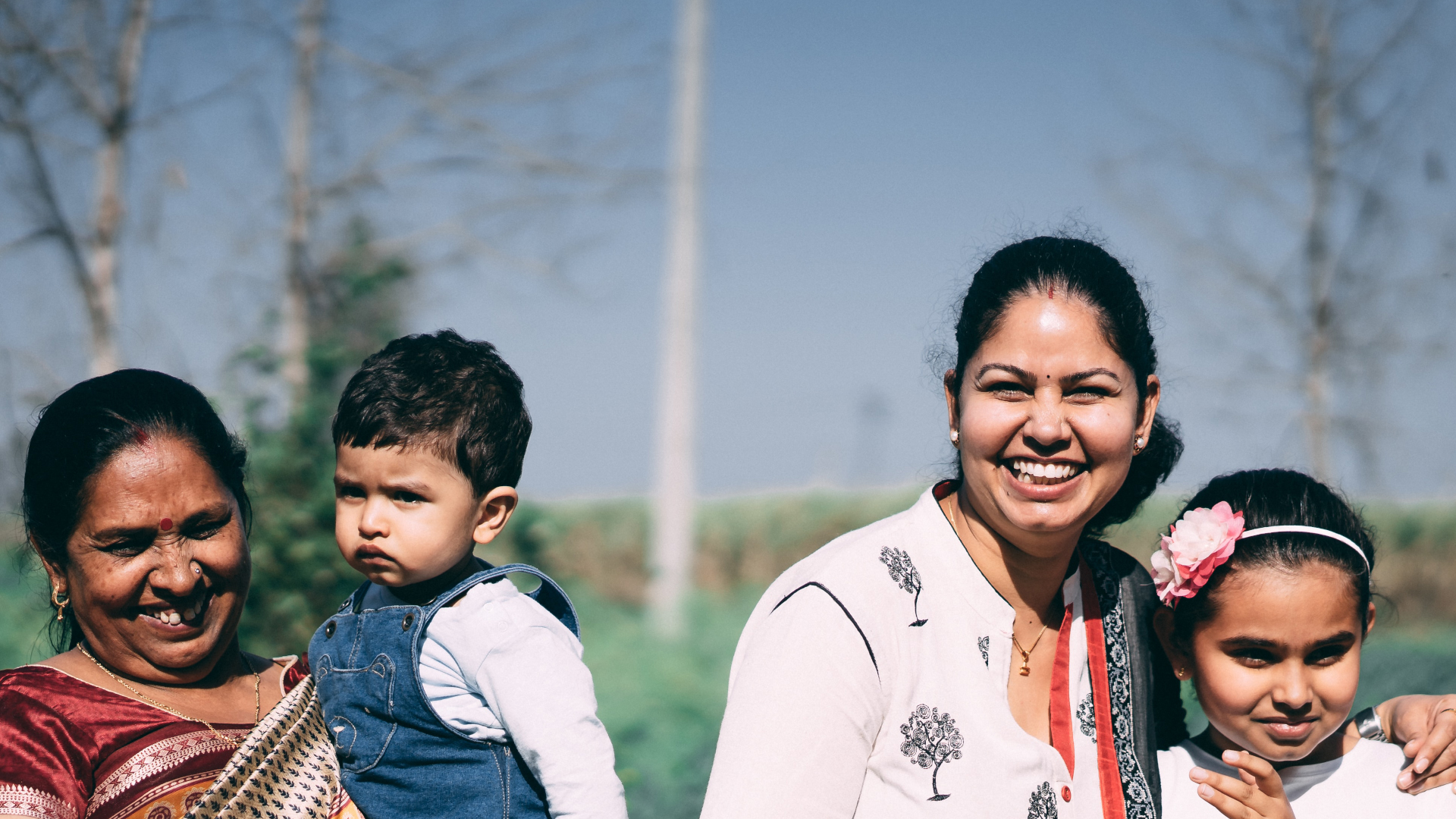 women along with the family